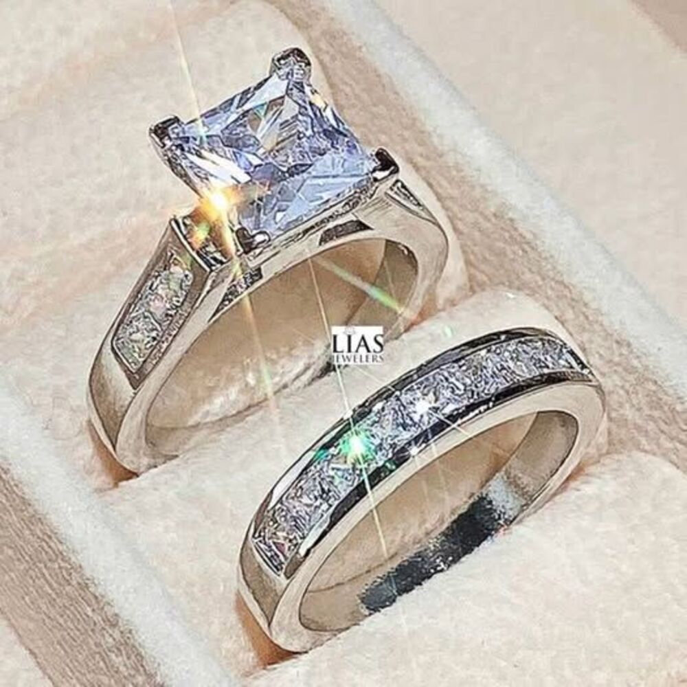 New 18k white gold wedding ring set - Picture 2 of 4